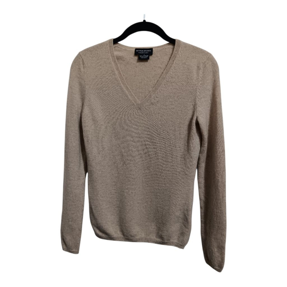 Sutton Studio Beige V Neck Cashmere Sweater - Picture 1 of 8